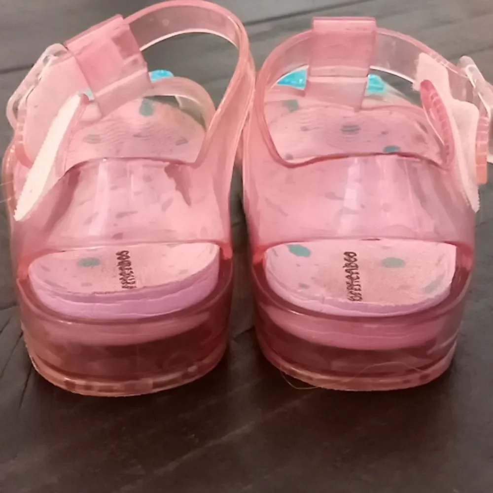 Little girl sandals glitter shell detail good condition pink size 9